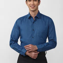 Peter England Men Blue Self Design Formal Shirt-picture-2