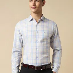 Allen Solly Slim Fit Checked Pure Cotton Long Sleeves Formal Shirt-image-74