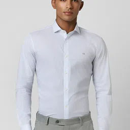 Peter England Slim Fit Micro Checked Spread Collar Formal Shirt-image-68