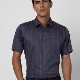 Van Heusen Men Spread Collar Checked Cotton Slim Fit Formal Shirt-image-43