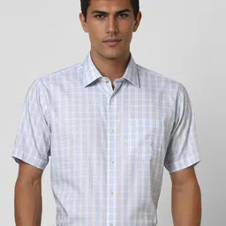 Van Heusen Men Spread Collar Micro Checked Cotton Formal Shirt-image-55