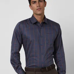 Van Heusen Men Spread Collar Checked Cotton Slim Fit Formal Shirt-picture-51