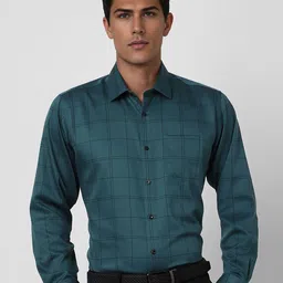 Van Heusen Men Speread Collar Checked Cotton Slim Fit Formal Shirt-picture-18