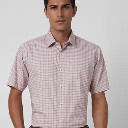 Van Heusen Men Spread Collar Micro Checked Cotton Slim Fit Formal Shirt-image-57