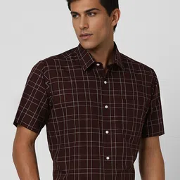 Van Heusen Men Spread Collar Checked Cotton Slim Fit Formal Shirt-image-33
