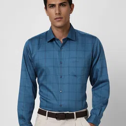Van Heusen Men Spread Collar Checked Cotton Slim Fit Formal Shirt-picture-53