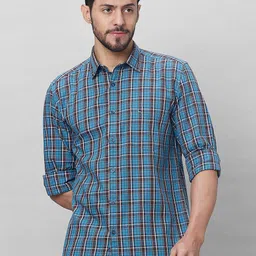 Parx Slim Fit Tartan Checks Opaque Checked Cotton Casual Shirt-image-90