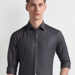 Arrow New York Abstract Printed Spread Collar Slim Fit Opaque Formal Shirt-image-34