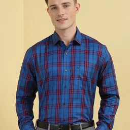 Allen Solly Men Spread Collar Tartan Checked Cotton Slim Fit Formal Shirt-picture-45