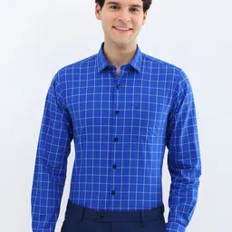 Allen Solly Men Spread Collar Windowpane Checked Cotton Slim Fit Formal Shirt-picture-20