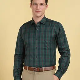 Allen Solly Men Spread Collar Checked Cotton Slim Fit Formal Shirt-picture-40