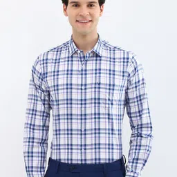 Allen Solly Men Spread Collar Tartan Checked Cotton Slim Fit Formal Shirt-picture-19
