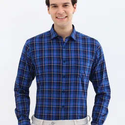 Allen Solly Men Spread Collar Windowpane Checked Cotton Slim Fit Formal Shirt-image-92