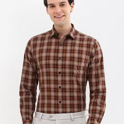 Allen Solly Men Spread Collar Tartan Checked Cotton Slim Fit Formal Shirt-picture-13