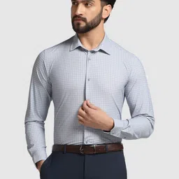 Blackberrys TechPro India Slim Fit Checked Spread Collar Long Sleeves Formal Shirt-image-85
