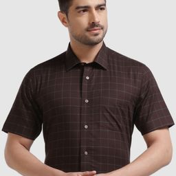 Blackberrys India Slim Checked Cotton Formal Shirt-image-4