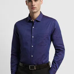 Peter England Elite Slim Fit Self Design Textured Cotton Formal Shirt-image-13