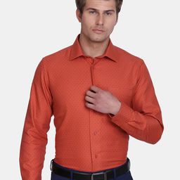 Blackberrys Men Orange Slim Fit Printed Cotton Formal Shirt-image-80