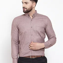 JAINISH Men Mauve Smart Slim Fit Solid Formal Shirt-image-89