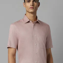 Louis Philippe Geometric Printed Spread Collar Short Sleeves Cotton Classic Formal Shirt-picture-14
