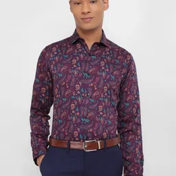 Allen Solly Ethnic Motifs Printed Slim Fit Cotton Formal Shirt-image-4