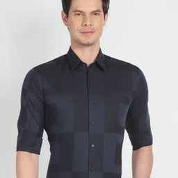 Arrow New York Geometric Patterned Slim Fit Dobby Pure Cotton Formal Shirt-image-18