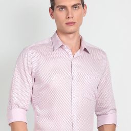 Arrow Micro Ditsy Printed Spread Collar Long Sleeves Pure Cotton Twill Formal Shirt-image-52