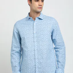 Turtle Men Floral Printed Spread Collar Formal Shirt-image-24