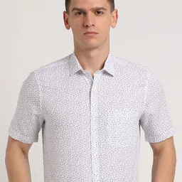 Turtle Men Micro Ditsy Printed Spread Collar Formal Shirt-image-62
