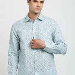 Turtle Men Floral Printed Spread Collar Formal Shirt-image-22