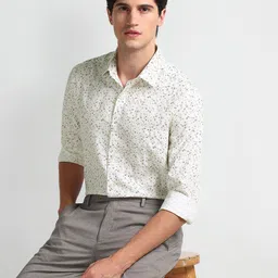 Arrow Manhattan Slim Fit Floral Printed Spread Collar Pure Cotton Formal Shirt-image-61