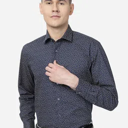 JADE BLUE Geometric Printed Pure Cotton Formal Shirt-image-84