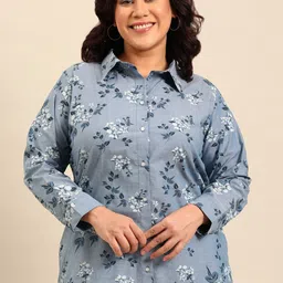 The Pink Moon Floral Printed Spread Collar Casual Shirt-image-9