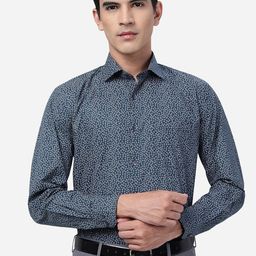JADE BLUE Geometric Printed Opaque Cotton Formal Shirt-image-44