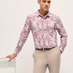 THE BEAR HOUSE Men Tailored Fit Spread Collar Abstract Printed Cotton Casual Shirt-image-13
