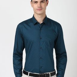 Peter England Men Micro Ditsy Printed Slim Fit Opaque Formal Shirt-image-29