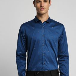 Peter England Micro Ditsy Printed Pure Cotton Slim Fit Formal Shirt-image-69