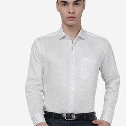 JADE BLUE Micro Ditsy Printed Formal Pure Cotton Shirt-image-21