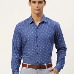 SOJANYA Men Blue & White Classic Printed Formal Shirt-image-41