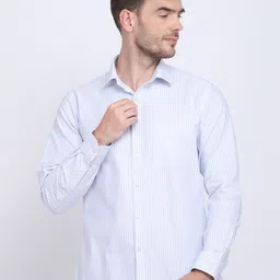 JJAAGG T Men Blue Classic Slim Fit Striped Formal Shirt-image-8
