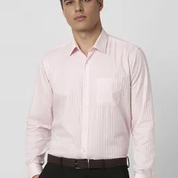 Van Heusen Men Speread Collar Vertical Striped Cotton Slim Fit Formal Shirt-image-34