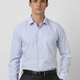 Van Heusen Men Spread Collar Vertical Striped Cotton Formal Shirt-picture-39