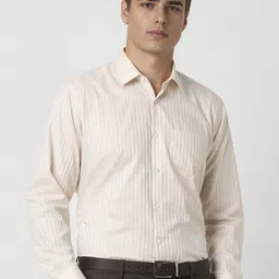 Van Heusen Men Spread Collar Vertical Striped Cotton Formal Shirt-image-95