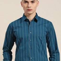 Hancock Plus Size Comfort Vertical Stripes Spread Collar Long Sleeves Cotton Formal Shirt-image-99