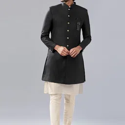 KISAH Mandarin Collar Kurta & Sherwani With Churidar-image-59