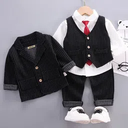 INCLUD Boys Striped Single-Breasted Blazer With Shirt, Waistcoat & Trouser-image-66