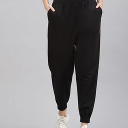 Laabha Women Black Solid Regular Fit Joggers-image-100