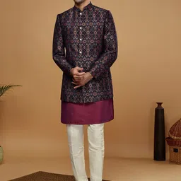Kisah Men Kurta Trousers & Jodhpuri Bandhgala Blazer Set-image-73
