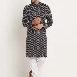 KRAFT INDIA Men Ethnic Motifs Printed Pure Cotton Kurta with Trousers-picture-43