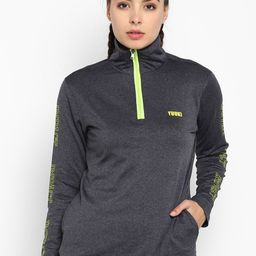 Yuuki Women Grey Melange Fluorescent Green Typography Printed Lightweight Sporty Jacket-picture-31
